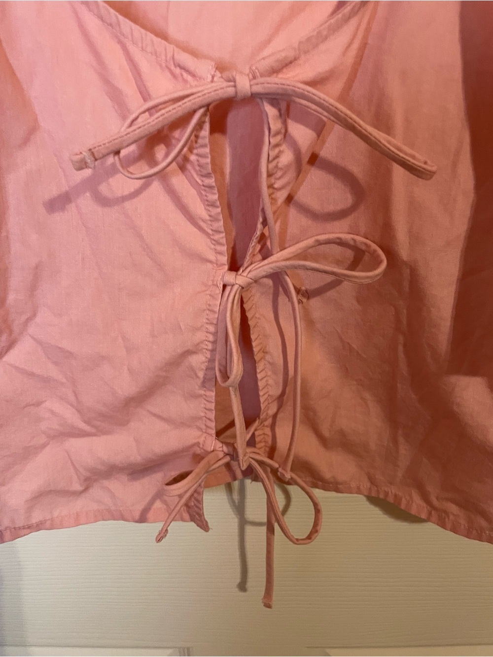 Abercrombie & Fitch Puff Sleeve Tie Up Blouse in Baby Pink Size Small - Picture 6 of 8